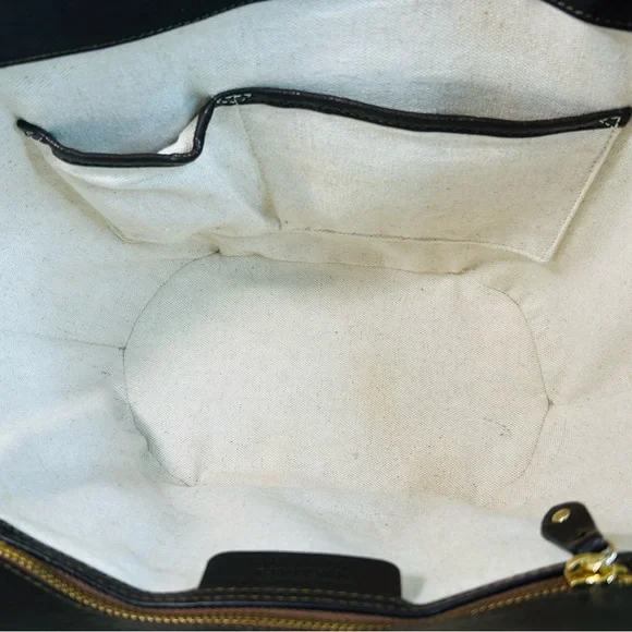 Michael Kors Santorini Raffia Woven Handbag Tote, Brown Leather/Gold Chain Strap - Picture 11 of 15